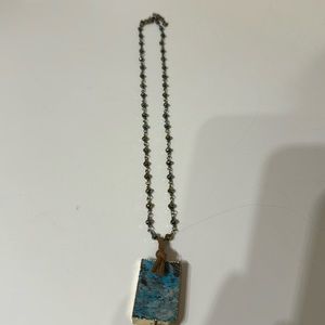 Turquoise pendant on beaded chain